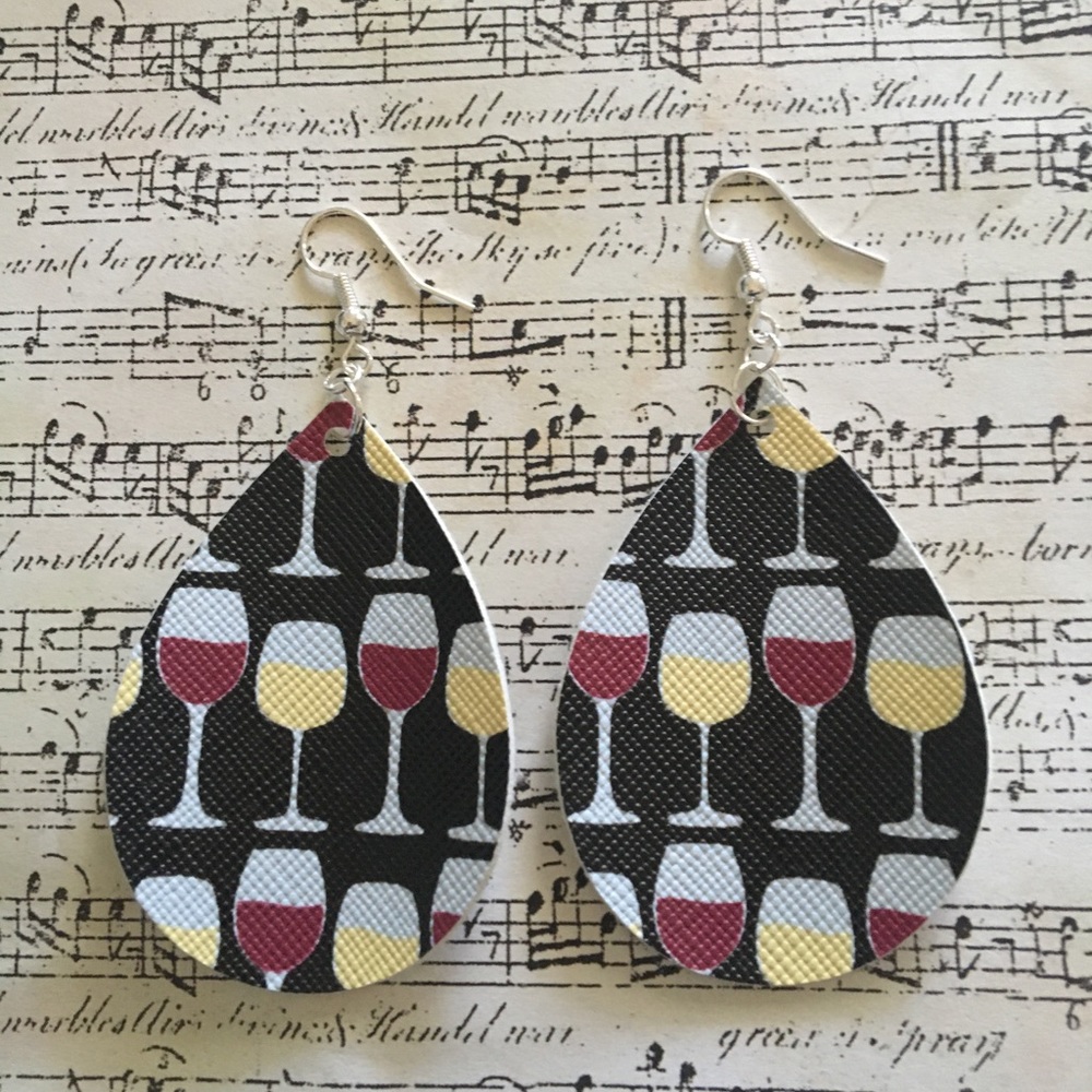 Wine Lovers faux leather earrings